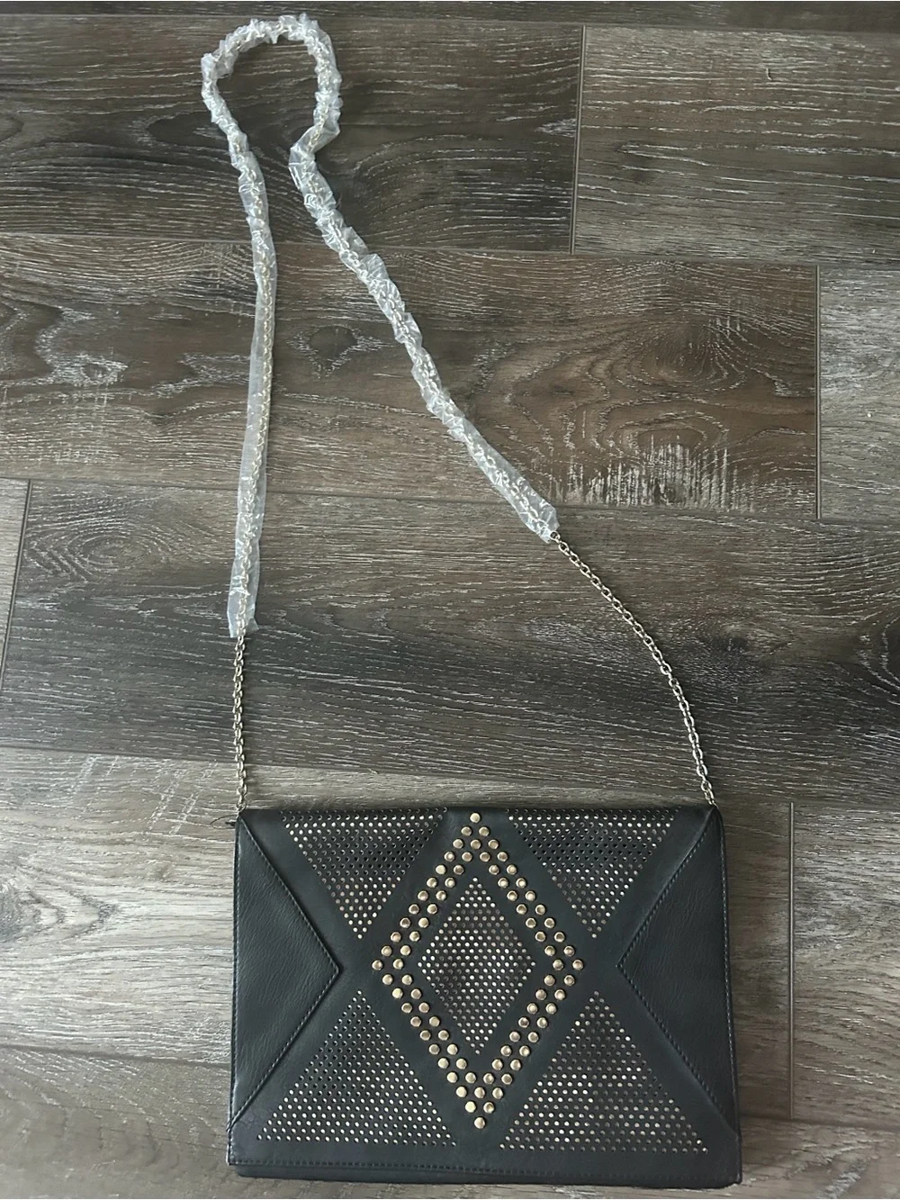 Black Studded Chain Shoulder Bag - Women's Fashion Clutch